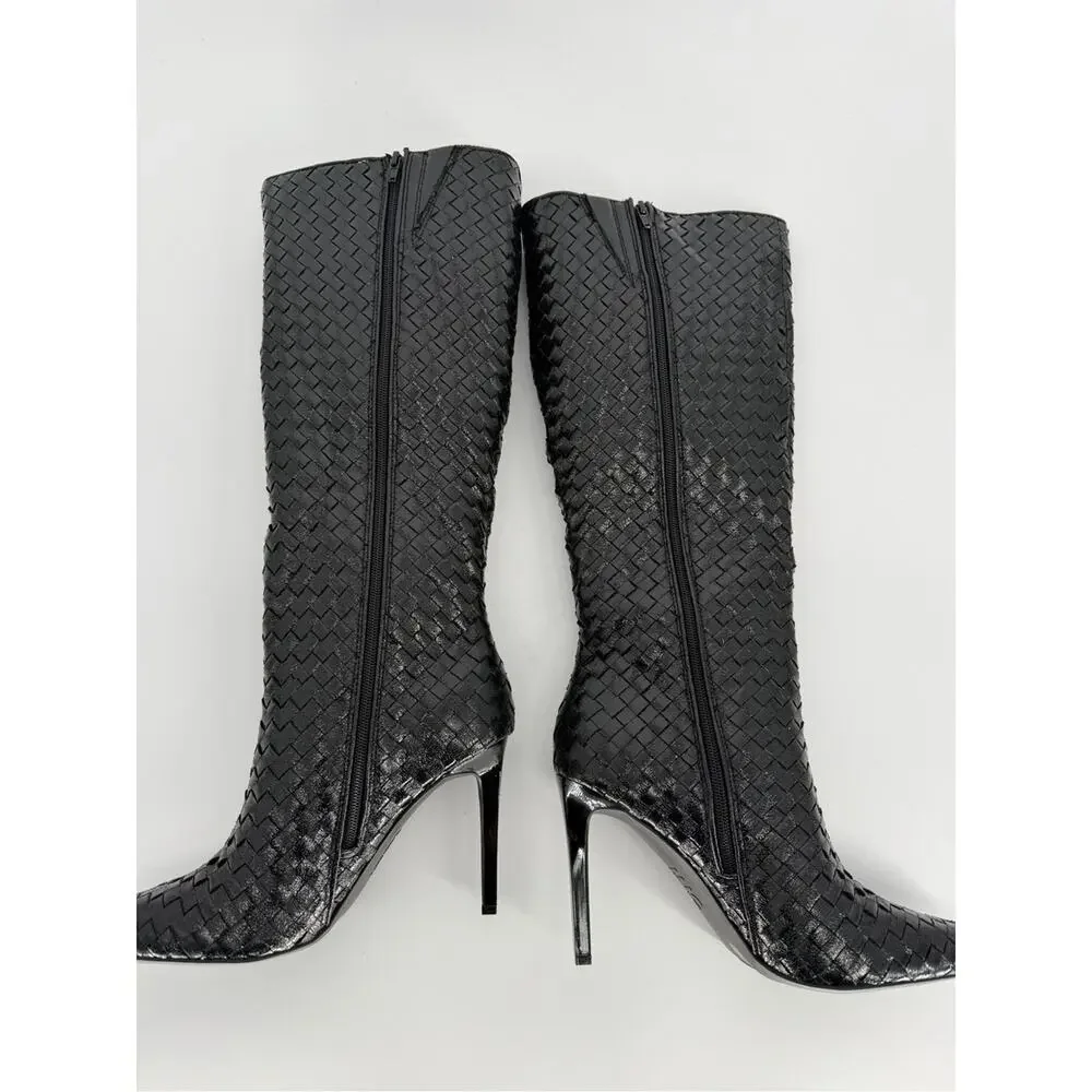 I.N.C. Savonia Black Woven Knee High Boots Womens - 7M